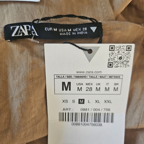 New Zara Beaded Asymmetrical Draped Tan Top NWT Sizes Medium, Large - Picture 10 of 11